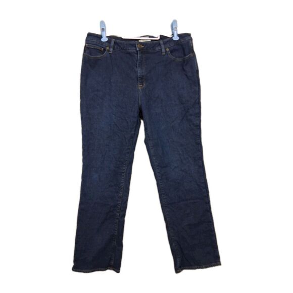 LL Bean Flannel Lined Jeans Womens 18 Petite Favorite Fit Straight Leg Insulated - Picture 1 of 9